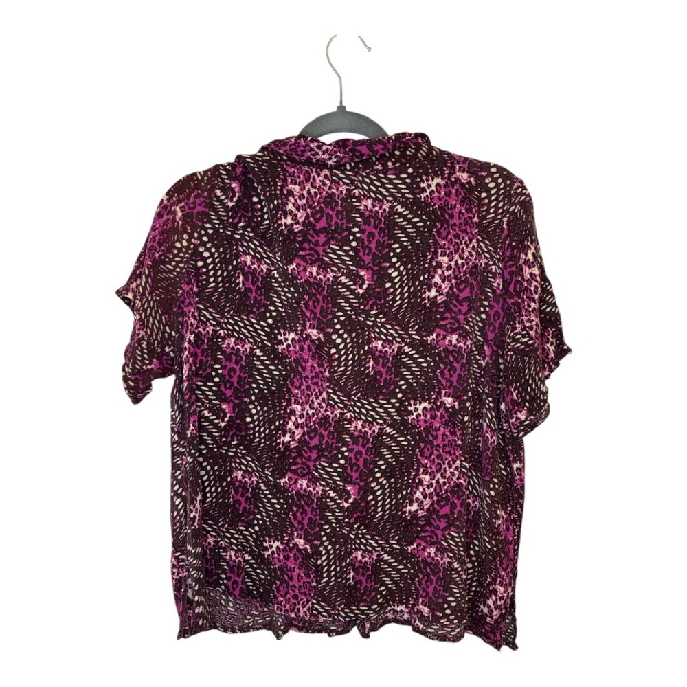 Jaclyn Smith Black & Pink Animal Print Button Front Top 80s Vintage Style 1X - Picture 2 of 5